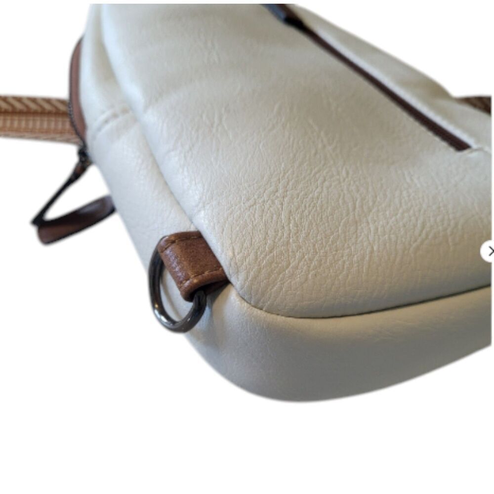 Cluci Ivory Faux Leather Crossbody Sling Bag Water Scratch Resistant Reversible - Picture 6 of 11